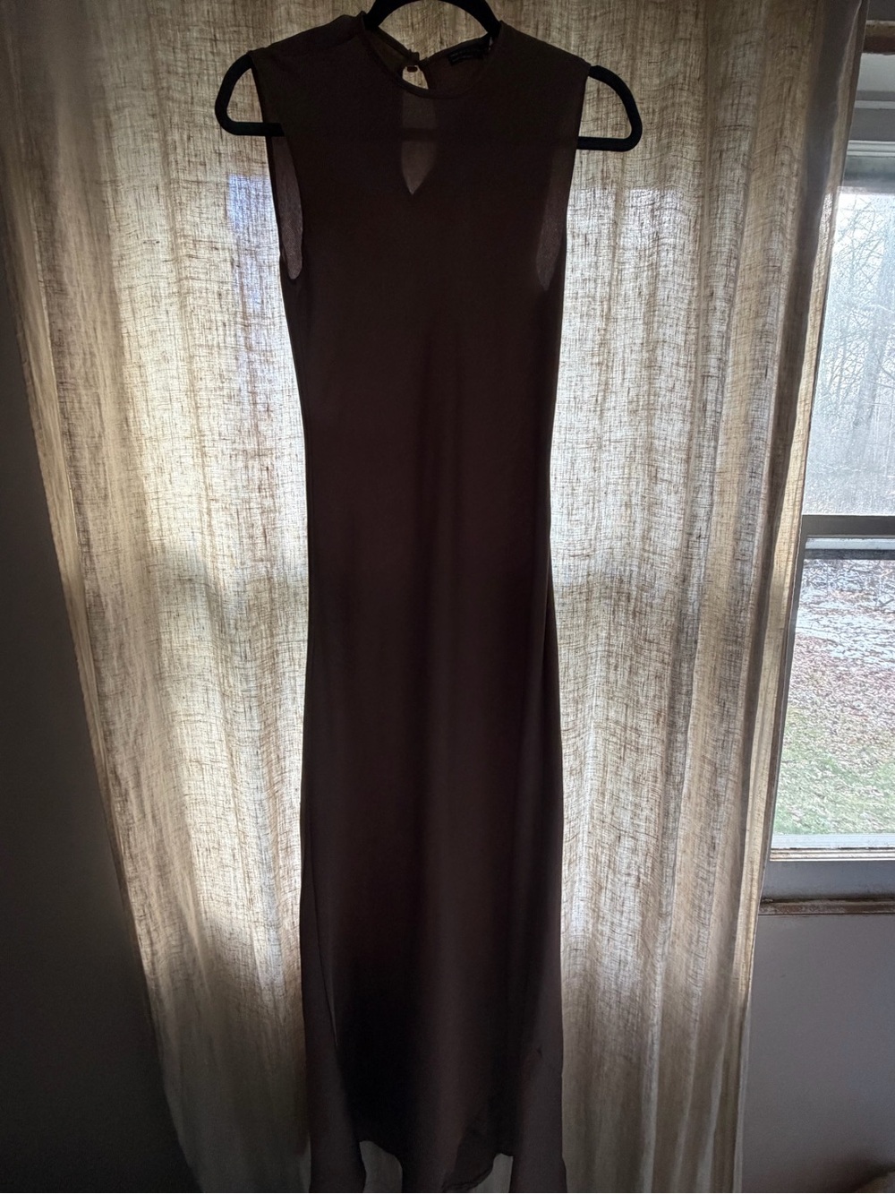 ASOS Brown Sleeveless Maxi Dress with Keyhole